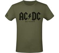 AC/DC 50 Years Logo Männer T-Shirt Oliv S 100% Baumwolle Band-Merch, Bands, Nachhaltigkeit