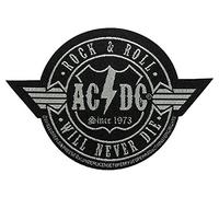 AC/DC Aufnäher ROCK N ROLL WILL NEVER DIE CUTOUT - Patch gewebt 10 x 6,5 cm