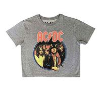 AC/DC Crop Top T Shirt Highway to Hell Circle Band Logo Nue offiziell Damen Grau M