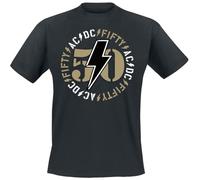 AC/DC Fifty Bold Emblem Männer T-Shirt schwarz XXL 100% Baumwolle Band-Merch, Bands