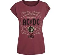 AC/DC High Voltage - Rock 'N' Roll Frauen T-Shirt Burgund L 100% Baumwolle Band-Merch, Bands