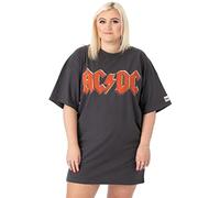 AC/DC Oversized T-Shirt Kleid Damen Damen | Erwachsene fliegen an der Wand 1985 Tour Outfit | Anthrazitgraues rotes Band Logo | Rock Konzert Gig Festival Kleidung