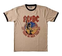 AC/DC T-Shirt Let There Be Rock Tour '77 Ringer offiziell Unisex Sand M