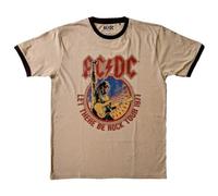 AC/DC Ringer T Shirt Let There Be Rock Tour '77 Nue offiziell Unisex Sand M