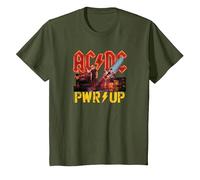 AC/DC Rock Music Band PWRUP Bühnenlichter T-Shirt, Kinder, Olivgrün, 152