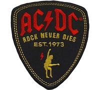 Rock Off Trade gewebter Aufnäher AC/DC Rock Never Dies Shaped Offiziell