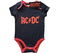 AC/DC Schlafstrampler Horns Band Logo Nue offiziell Schwarz 0 to 24 Months XS