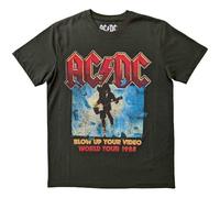 AC/DC T-Shirt Blow Up Your Video – Band Logo – Nue offiziell – Unisex Grün M