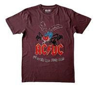 AC/DC T Shirt Fly On The Wall Tour Nue offiziell Herren Maroon Rot XL