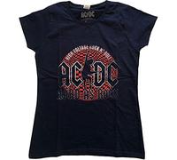 AC/DC T Shirt Hard As Rock Band Logo Nue offiziell Damen Skinny Fit Navy Blau XL