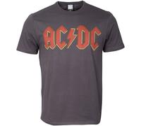 AC/DC T-Shirt Logo von Amplified in grau mit Raw-Cut-Finish L