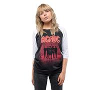 AC/DC T Shirt PWR-UP UK Band Logo Nue offiziell Raglan Damen Skinny Fit Schwarz XXXL