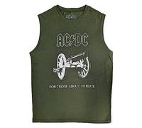 AC/DC Tank Top Muscle T Shirt About to Rock Band Logo Nue offiziell Unisex Grün M