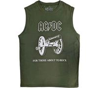 AC/DC Tank Top Muscle T Shirt About to Rock Band Logo Nue offiziell Unisex Grün XL