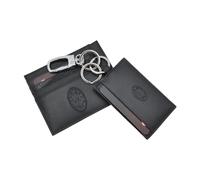 AC Milan Herren Milan 143446 Set aus Kreditkartenetui und Schlüsselanhänger aus 100% Leder, Schwarz