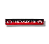AC Milan Jacquard-Schal, rote Grafik mit Schriftzug UNICO AMORE SEI in weiß, offizielles Produkt, 100% Acryl, hergestellt in Italien