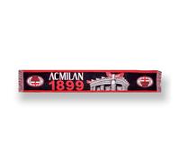 AC Milan Jacquard-Schal, schwarzer Hintergrund mit Bild des Stadiums San Siro und Schriftzug 1899, offizielles Produkt, 100% Acryl, hergestellt in Italien