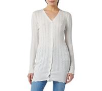 acalmar Women's Long Cardigan aus Ajourstrick, Wollweiss, XS/S