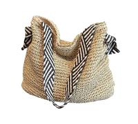 ACAREY Stroh-Strandtasche Damen, Schulter-Korbtaschen, Einkaufstasche, Gehäkelte Tasche Damen für Reisen, Fotoshootings, Urlaub und Strand, 13 L Tote Bag