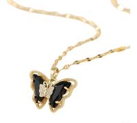 Accarugty Bunte Schmetterlings-Halskette für Frauen - Kupferkette, verstellbar 41-50 cm Länge, 12 x 4 x 1 cm, Zirkonia-Akzent-Schmuckzubehör (Rosa)