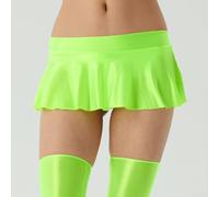 Accarugty Glänzender Wetlook-Rock für Damen, glänzend, dehnbar, Skater, Clubwear, Party, kurzer Rock, für Frühling, Sommer, Herbst, Winter, einfarbig, hohe Taille, elastischer Tanz, Größe XL