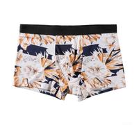Accarugty Herren-Boxershorts aus Eisseide mit Blumendruck, atmungsaktive Unterwäsche, Trunks, weiches Beutel-Design, klassischer Stil, bequeme Passform, für den täglichen Gebrauch, L-3XL, 2