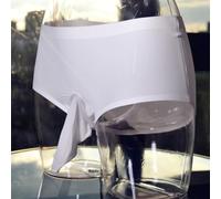 Accarugty Herren Ice Silk Slips ultradünne nahtlose glänzende Unterwäsche U-konvexe Tasche Nylon Dessous für Komfort Alltag L bis XXL (2XL Weiß)