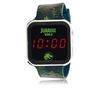 Accutime JRW4100 LED Kinderuhr Jurassic World, Digitaluhr mit LED-Anzeige für Uhrzeit und Datum, Weiches Acryl-Armband, Lange Batterielaufzeit, Abschalt Automatik, Uhr für Jungen und Mädchen, Grün