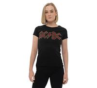 ACDC Damen AC/DC Full Colour Diamante Logo Official Womens Skinny Fit Black T-Shirt, XXL