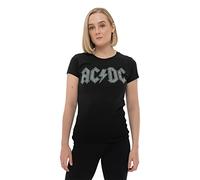 AC/DC Damen Rhinestone T-Shirt, Schwarz, S