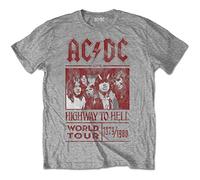 ACDC Herren Highway to Hell World Tour T-Shirt, grau, L