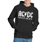ACDC Unisex Back in Black Hoodie Kapuzenpullover, Schwarz, XL