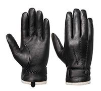 Acdyion Herren Winter Lederhandschuhe Touchscreen geeignet Wollfutter Handschuhe aus Echtleder, Schwarz, (S)