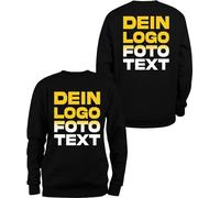 ACE Sweatshirt zum selbst Bedrucken - selber gestalten mit Text, Bild, Logo - Sweat-Pullover aus Baumwolle - Schwarz - S