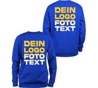 ACE Sweatshirt zum selbst Bedrucken - selber gestalten mit Text, Bild, Logo - Sweat-Pullover aus Baumwolle - Blau - S