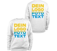 ACE Sweatshirt zum selbst Bedrucken - selber gestalten mit Text, Bild, Logo - Sweat-Pullover aus Baumwolle - Weiß - L