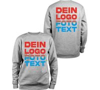 ACE Sweatshirt zum selbst Bedrucken - selber gestalten mit Text, Bild, Logo - Sweat-Pullover aus Baumwolle - Hellgrau - M