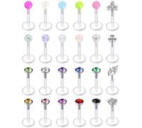 AceFun Lippenpiercing Set 24er Labret Madonna Lippen Piercing Bioflex Flexibler Ohr Tragus Helix Ohrpiercing 8mm