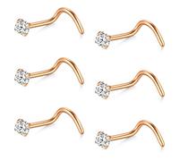 AceFun Nasenstecker 16g 18g 20g 22g Nasenschraube 1,5 mm 2 mm 2,5 mm 3 mm CZ Nasenpiercing Schmuck 6 Stück Silber Roségold Gold