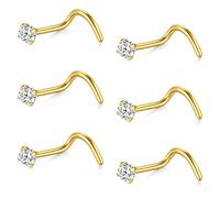 AceFun Nasenstecker 16g 18g 20g 22g Nasenschraube 1,5 mm 2 mm 2,5 mm 3 mm CZ Nasenpiercing Schmuck 6 Stück Silber Roségold Gold