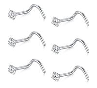 AceFun Nasenstecker 16g 18g 20g 22g Nasenschraube 1,5 mm 2 mm 2,5 mm 3 mm CZ Nasenpiercing Schmuck 6 Stück