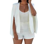 ACemt Damen Cape Blazer Mit Offenen Ärmeln - Damen Umhang Kostüm, Umhang Cape Offene Front Split Sleeve Leichtes Büro Jacke Mantel Arbeitskleidung Lässiger Einfarbiger Cape Mantel Business Blazer