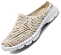 Acfoda Leichte Atmungsaktive Sabots Pantoletten Damen Slip On Hausschuhe Sommer Pantoffeln Outdoor Sport Walking Freizeit Schuhe Low Top mit Antirutsch Foam Sohle Beige 41