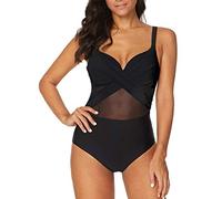 Achruor Badeanzug Damen Bauchweg V-Ausschnitt Sexy Einteiler Schwimmanzug Strandmode Bikini Push Up Bademode mit Shorts Schlankheits, Schwarz, M (EU 38-40)