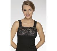 Achselhemd NINA VON C. "Fine Cotton", Damen, Gr. 38, N-Gr, schwarz, Obermaterial: 100% Baumwolle. Spitze: 91% Polyamid, 9% Elasthan, bestickt, unifarben, körpernah, V-Ausschnitt, Unterhemden, weich, a