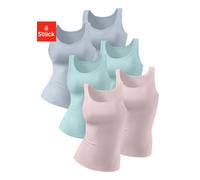 Achselhemd PETITE FLEUR Gr. 36, N-Gr, bunt (blau, rosé, mint) Damen Unterhemden aus reiner Baumwolle, Tanktop, Unterziehshirt (611297-36)