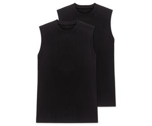 Achselhemd SCHIESSER "Essentials", Herren, Gr. M, N-Gr, schwarz (000, schwarz), Single Jersey, Obermaterial: 100% Baumwolle, unifarben, normal, Rundhals, Unterhemden, ärmellos, Doppelpack, Rundhalsaus