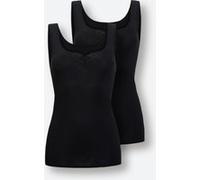 Schiesser Damen Trägertop Cotton Essentials 2er Pack Schwarz Größe 44