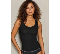 Achseltop COPENHAGEN STUDIOS "mit hochwertiger Logostickerei", Damen, Gr. XS (34), N-Gr, schwarz, Feinripp, Obermaterial: 96% Baumwolle, 4% Elasthan, bestickt, unifarben, bequem, tiefer Rundhals, Unte