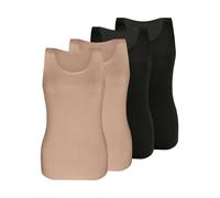 Achseltop SASSA "4er Sparpack Top LOVELY SKIN", Damen, Gr. 46, N-Gr, bunt (schwarz beige), Obermaterial: 95% Modal CMD. 5% Elasthan EL., Unterhemden (17886036-46) schwarz beige